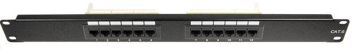 12 Port Cat6 Patch Panel (Black) border=